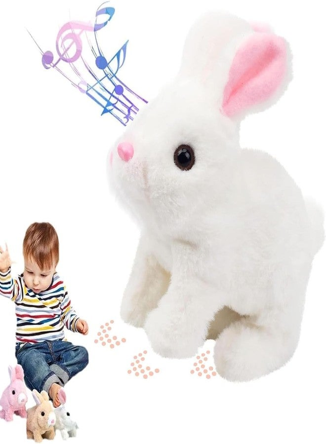 REMICH Interactive Hopping Bunny Plush Toy - Walking Stuffed Bunny with Sounds, Wiggling Ears & Twitching Nose and Educational Toy for Kids, Toddlers [[ 1Pcs, White ]] - Image 1